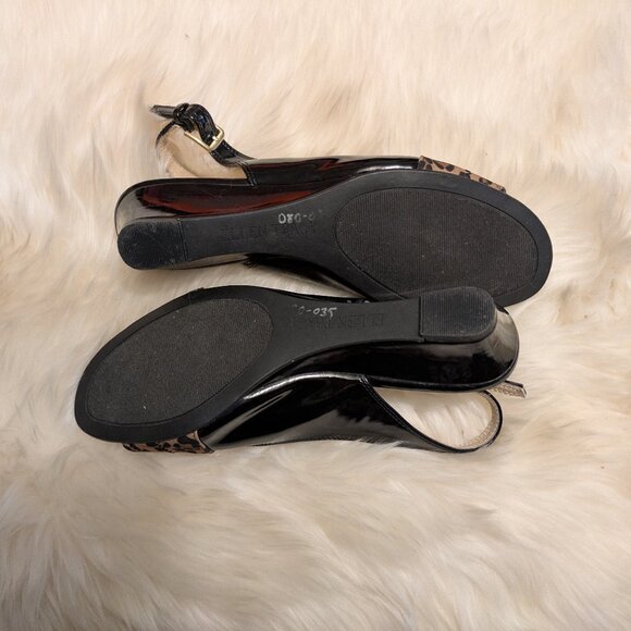 Ellen Tracy Patent Sling Back Wedge Heel Sandal - Picture 3 of 6